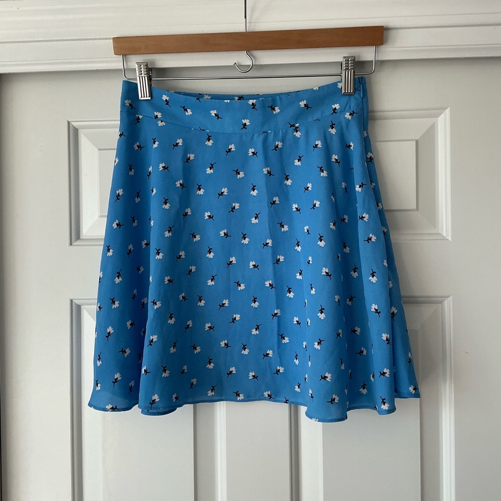 Socialite Blue Floral Skater Circle Mini Skirt S